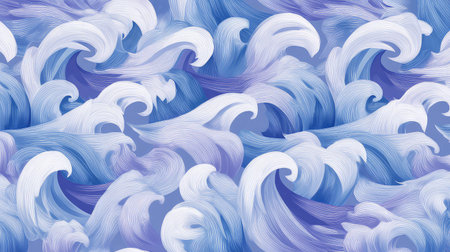 This captivating abstract design features swirling ocean waves in elegant shades of blue and white, perfect for modern decor and artistic applications.の素材