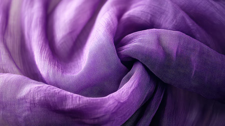 This close-up image captures the intricate texture of soft purple fabric, highlighting its smoothness and elegance, suitable for backgrounds or textile designs.の素材