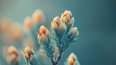 Closeup of delicate blooms emerging from lush foliage brings a sense of serenity and beauty, capturing the essence of spring in nature's embrace.の素材