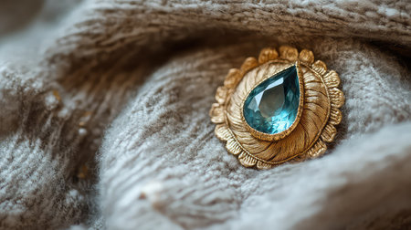 This exquisite brooch features a stunning blue gemstone set in a beautifully ornate gold design. Perfect for fashion lovers seeking elegance.の素材