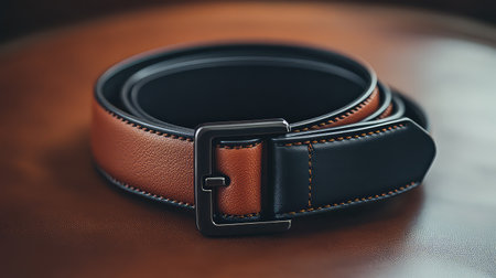 A beautifully designed leather belt showcasing premium craftsmanship. This stylish accessory combines quality materials with elegance, suitable for any outfit.の素材