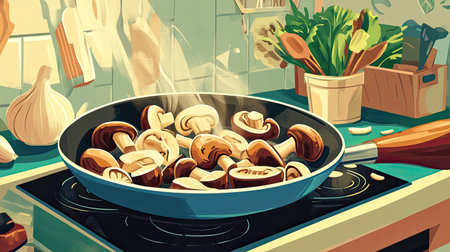 A vibrant scene showing sautの素材