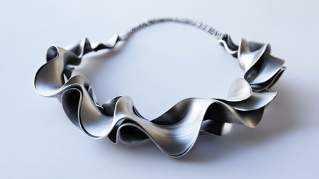 This stunning silver necklace features a unique wave-inspired design that embodies modern elegance. Perfect for any art or fashion enthusiast, this accessory showcases exceptional craftsmanship and style.の素材
