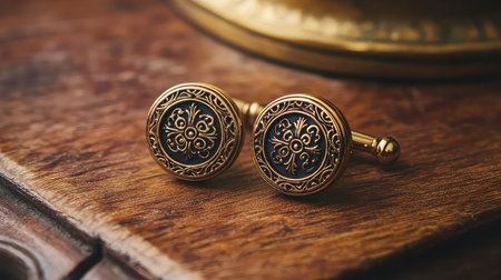 Discover the beauty of these elegant antique gold cufflinks featuring intricate floral designs, perfect for formal occasions or a stylish gift.の素材