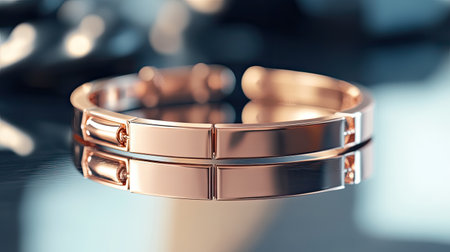 This stylish rose gold bracelet features a sleek design and smooth finish, creating a perfect accessory for any outfit. Ideal for showcasing elegance and luxury.の素材