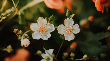 Experience the beauty of nature with this stunning close-up of elegant white flowers nestled among vibrant garden blooms, showcasing floral perfection.の素材