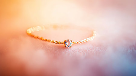 Beautiful gold bracelet featuring a dazzling blue gemstone, set against a soft and colorful background. Ideal for showcasing elegant jewelry design.の素材
