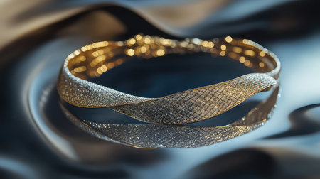 This stunning gold necklace adorned with shimmering diamonds rests elegantly on a rich black fabric. Perfect for fashion enthusiasts and luxury jewelry lovers.の素材