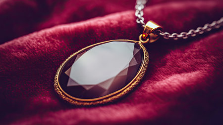 Discover the beauty of an elegant gemstone pendant, showcasing intricate details and a luxurious velvet backdrop, perfect for fashion enthusiasts.の素材