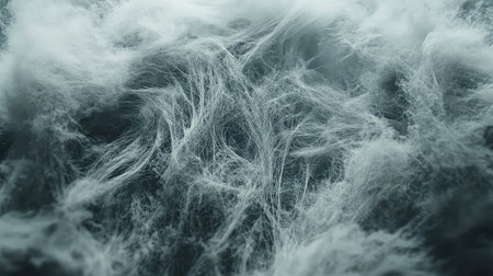 Discover a captivating view of ethereal swirls and wispy cloud formations captured in soft grayscale tones. This abstract background invites creativity and calm.の素材