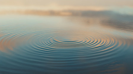 This stunning image captures a tranquil water surface displaying gentle ripples that reflect soft lighting in calming shades. Ideal for themes of peace and nature.の素材
