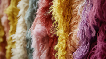 This image showcases a beautiful array of textured fibers in warm earthy tones, perfect for home decor inspiration or crafting projects. Ideal for showcasing creativity.の素材