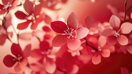 A close-up view of delicate pink blossoms set against a warm background, perfect for design projects, floral decor, and themes of nature and tranquility.の素材