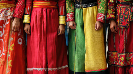 This image showcases a variety of traditional dresses, highlighting intricate designs and vibrant colors that represent cultural identity and heritage.の素材