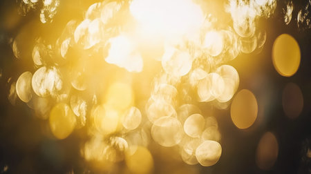 A mesmerizing display of soft sunlight filtered through foliage, creating a warm bokeh effect. This captivating natural scene evokes feelings of serenity and beauty.の素材