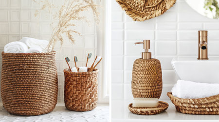 Discover stylish natural fiber baskets perfect for bathroom organization and decor. These functional pieces enhance aesthetics while keeping essentials tidy.の素材