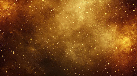 This abstract cosmic background features glittering stars and golden tones, creating a mystic atmosphere perfect for artistic projects or wallpapers.の素材