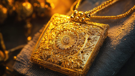 This stunning antique gold locket showcases intricate floral designs, highlighting exquisite craftsmanship and timeless beauty perfect for jewelry lovers.の素材