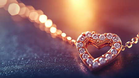 Stunning heart-shaped necklace featuring sparkling gems and a delicate chain. Perfect for showcasing love, elegance, and intricate craftsmanship in jewelry design.の素材