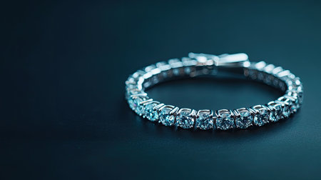 This stunning silver bracelet, adorned with sparkling blue stones, showcases elegance and style, perfect for jewelry promotions or fashion displays.の素材
