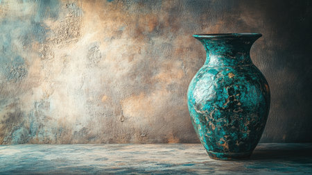 This striking turquoise vase captures attention with its rich texture and artistic appeal, perfect for enhancing any modern home decor setting.の素材