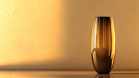 A stunning image of a golden vase set against a warm-toned backdrop, offering a blend of elegance and modern design. Ideal for interior decor themes.の素材