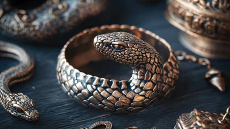 This stunning bronze snake jewelry showcases intricate detail and exceptional craftsmanship, perfect for those seeking a unique accessory that embodies elegance and artistry.の素材