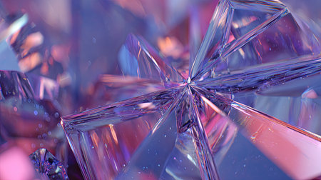 This stunning image captures the beauty of colorful crystals with sharp edges, reflecting light in a mesmerizing array of hues, showcasing intricate details.の素材