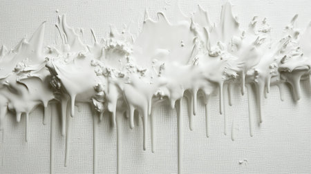 A striking image showcasing a splash of white paint with graceful drips across a textured canvas backdrop, perfect for artistic themes and presentations.の素材
