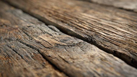 This image showcases a detailed close-up of weathered wooden planks, highlighting rich textures and natural grain patterns. Ideal for rustic-themed projects.の素材