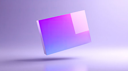 This image features a serene floating geometric shape in soft pastel hues of purple and pink, ideal for branding, creative projects, and digital media.の素材