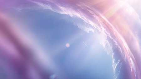 A stunning view of ethereal clouds in soft pastel colors, illuminated by gentle sunlight, creating a tranquil and dreamy atmosphere perfect for artistic projects.の素材