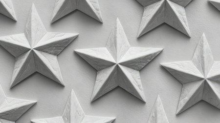 This image features a pattern of three-dimensional star shapes, highlighting detailed textures against a soft monochrome background, ideal for various creative projects.の素材