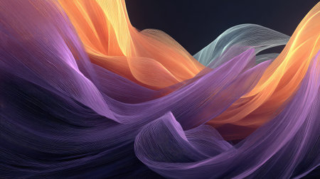 This vibrant abstract image showcases flowing waves in rich colors that create a sense of movement and tranquility. Ideal for creative projects.の素材