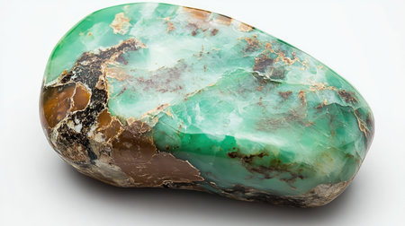 This captivating green mineral stone showcases intricate patterns and textures, perfect for nature lovers and decorators seeking earthy elegance.の素材