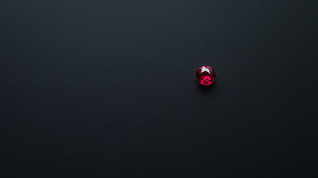 A striking red gemstone resting on a matte black surface, highlighting its brilliance and unique texture in a minimalist and elegant manner.の素材