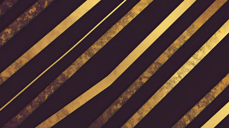 This elegant abstract background features diagonal golden stripes elegantly contrasting against a dark textured surface, ideal for design projects.の素材