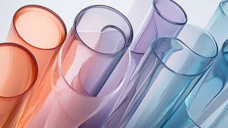 A captivating arrangement of colorful glass tubes featuring smooth gradients and soft focus, ideal for modern design, artistic projects, or creative inspirations.の素材