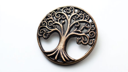This stunning intricate bronze pendant features the Tree of Life, symbolizing growth and strength. Crafted with care, it showcases swirling branches and deep roots.の素材