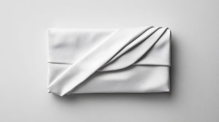 A refined white cloth displays an elegant folding technique, emphasizing its soft texture and minimalist appeal, perfect for modern design concepts.の素材