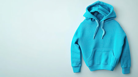 A vibrant blue hooded sweatshirt displayed against a light background, ideal for showcasing fashion apparel and casual wear concepts for various styles.の素材