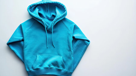 This image features a stylish turquoise hoodie laid flat, highlighting its cozy design and comfortable fabric. Ideal for casual looks or layering.の素材