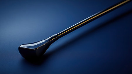 Close-up view of a sleek golf club showcased against a dark background, emphasizing its elegant design and craftsmanship, ideal for sports enthusiasts.の素材