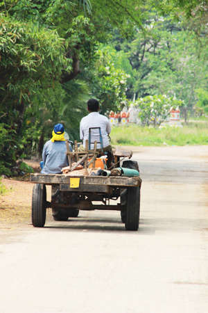 Returning from the farmの写真素材