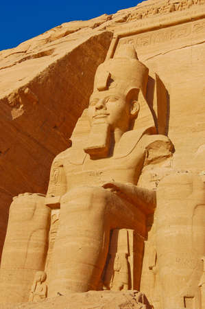 Detail of Rameses II statue in Abu Simbel temple