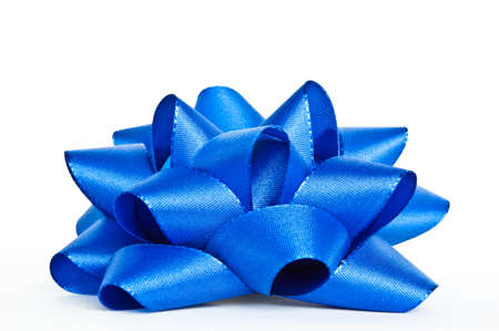 Blue bow on white backgroundの写真素材