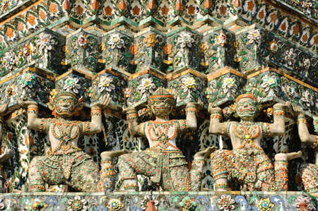 Giant statues in Wat Arun, Bangkokの写真素材