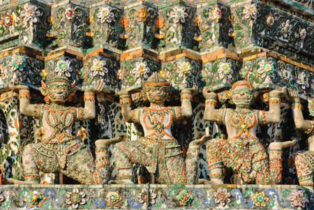 Giant statues in Wat Arun, Bangkokの写真素材