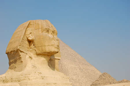 Sphinx and Pyramid of Giza, Egyptの写真素材