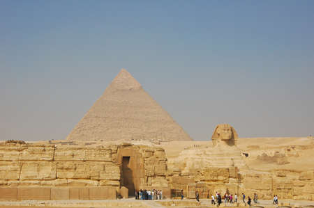 A view of Great pyramid of Giza at entrance, Egyptの写真素材